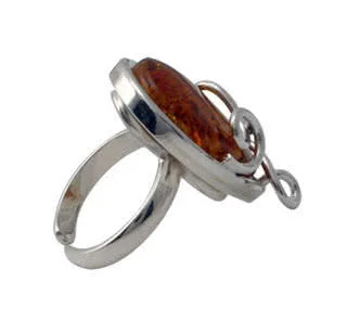 Handmade Adjustable Amber Pearcut Ring - Heavy 15 grams
