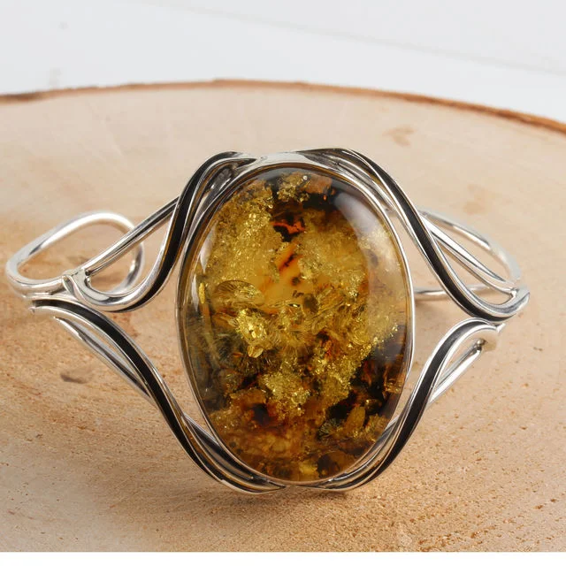 Green Baltic Amber Bangle