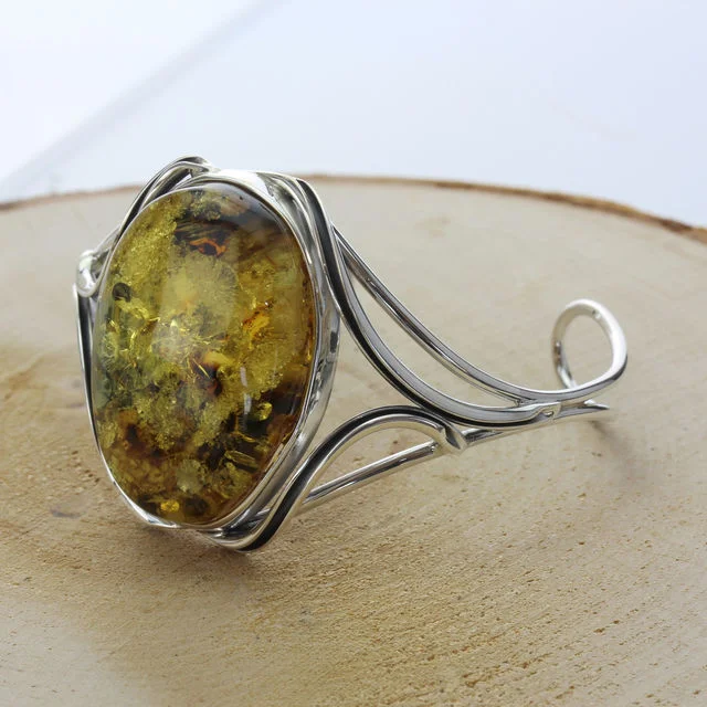 Sterling Silver Amber Bangle