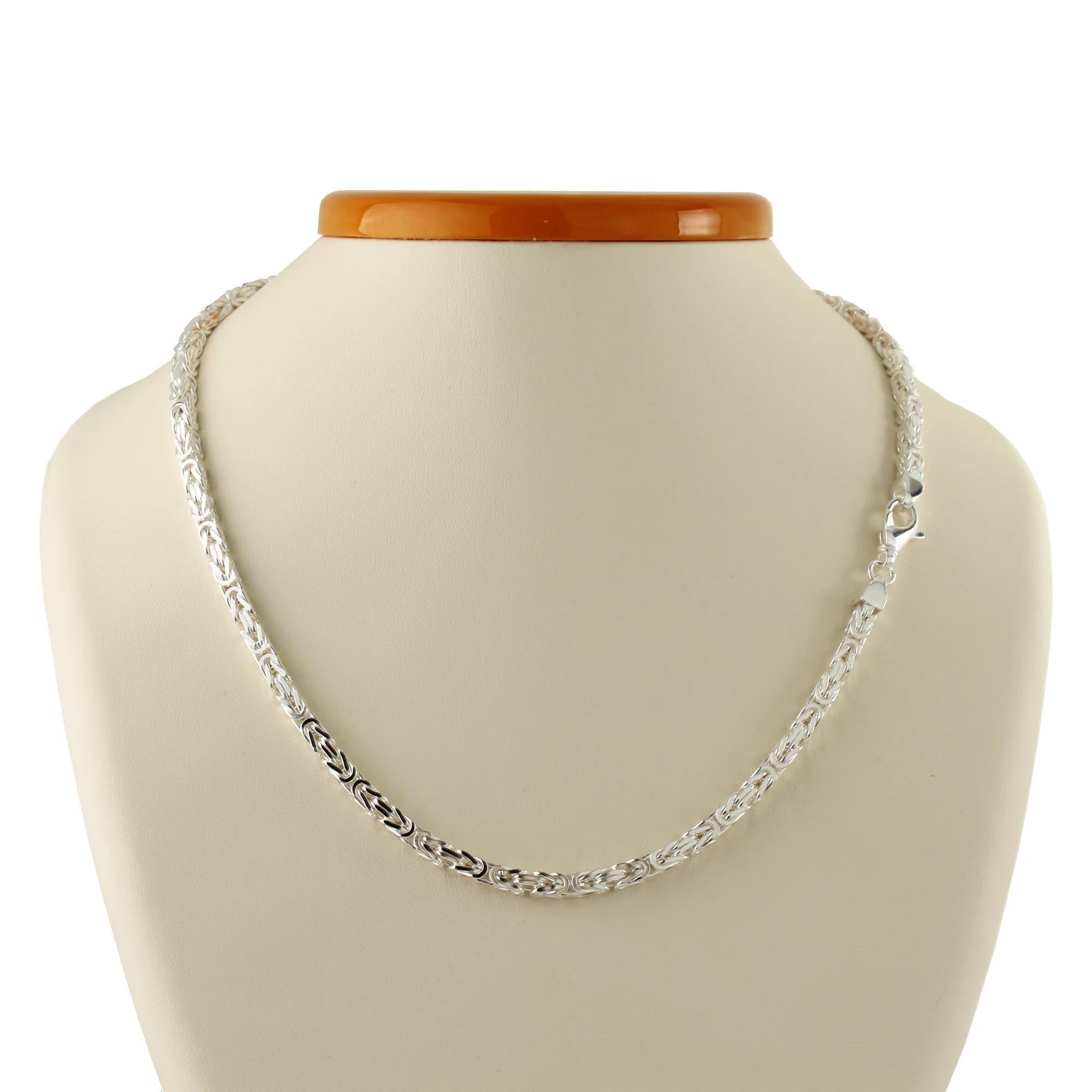thumbnail image 2 of 4mm Byzantine Solid 925 Sterling Silver Necklace Chain – Screwcap Clasp – 16-30 Inch 2 of 6