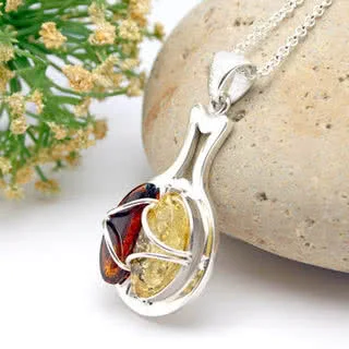Double Marquise Handmade Amber Pendant