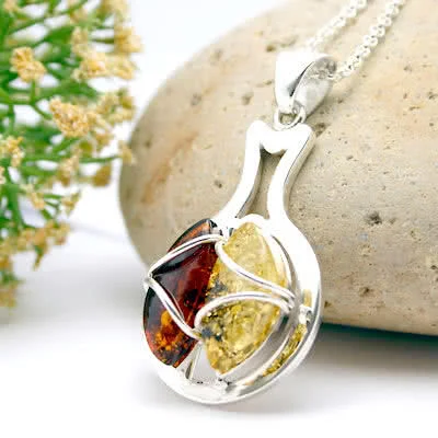 Double Marquise Handmade Amber Pendant