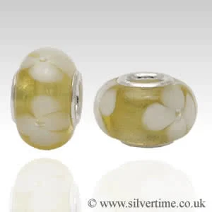 White Flower Glass Charm Bead - Compatible with most Charm Bracelets