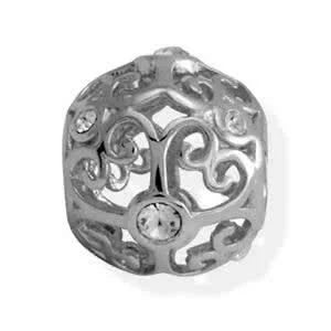 Silver CZ Bead Charm