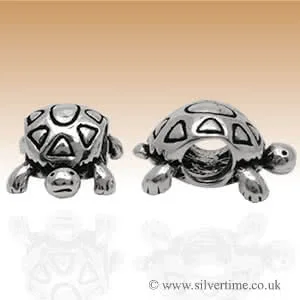 Silver Tortoise Charm Bead