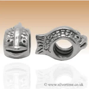 Silver Fish Charm Bead - Compatible with all charm bead systems like Pandora