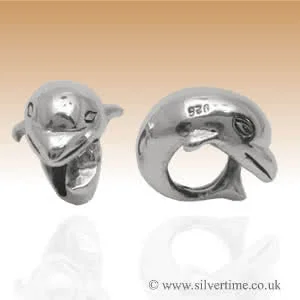 Silver Dolphin Charm Bead - The dimensions are 8mm x 10mm  and weighs 1.62 grams