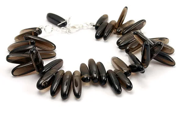 Smokey Quartz Adjustable Silver Bracelet