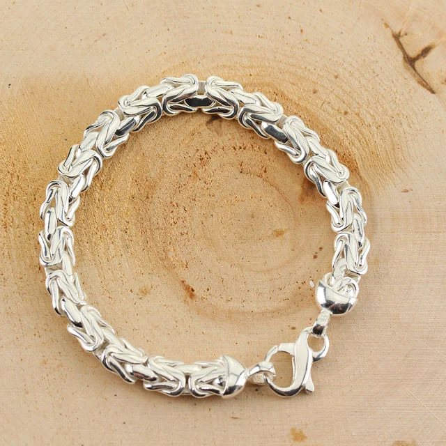 Byzantine Silver Bracelet For Men - 9mm Wide - 40 Grams For The 8.5 Inch