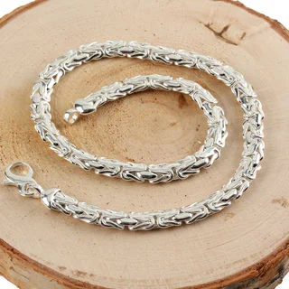 Oval Byzantine Men's Sterling Silver Chain