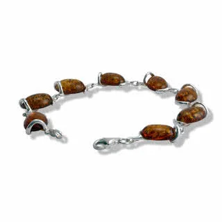 Amber Ovals Silver Bracelet - 11.52 grams
