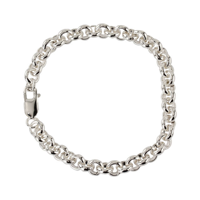 Men's Silver Belcher Bracelet, Highly Polished Finish, 7.5mm Diameter Links