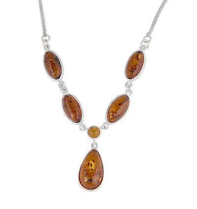 Honey Amber Drop Necklace - 17 inch
