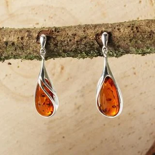 Honey Baltic Amber Peardrop Earrings