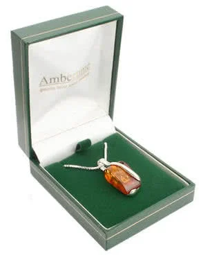 Honey Amber Wrapover Pendant - Set with a stunning piece of Baltic honey amber