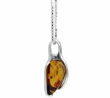 Honey Amber Wrapover Pendant - Wrapover silver design