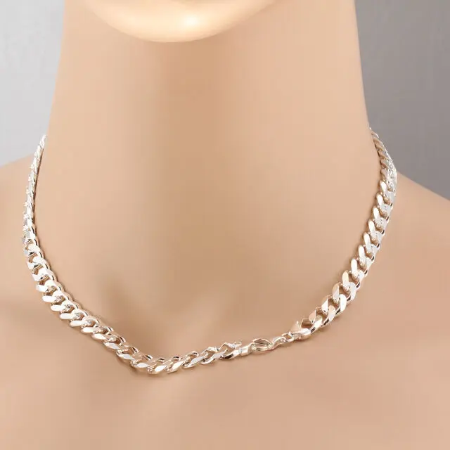 925 Solid Sterling Silver Men's Curb Chain 9.2mm Width