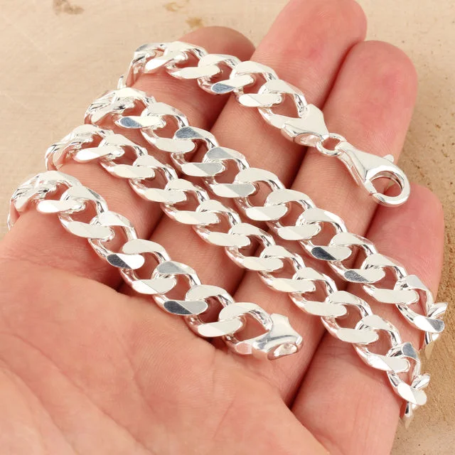 Sterling Silver 9.2mm Wide Curb Chain