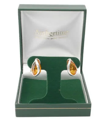 16mm Drop - Silver Amber Wrap Over Design Earrings