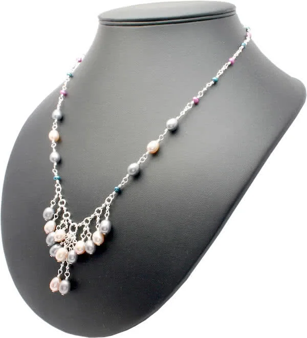 Stetling Silver Freshwater Pearl Drop Necklace