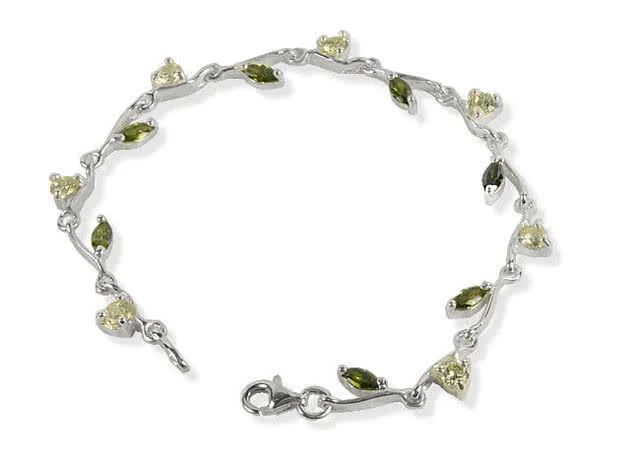 Lemon and Green CZ Silver Bracelet