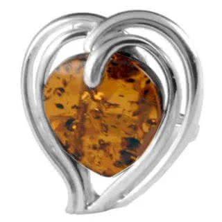 Handmade Amber Heart Ring - Heart measures 27mm x 30mm