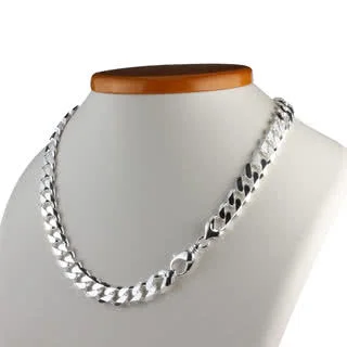 Heavy Men's Silver Curb Chain 11.3mm Width Links