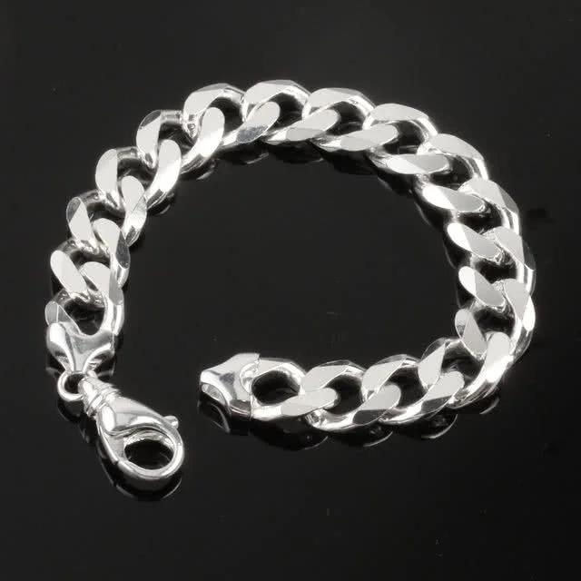 Wide Men's Solid Silver Curb Bracelet - 13mm - 53 Grams To 61 Grams
