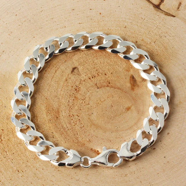 Silver Curb Bracelet - 9.2mm Width