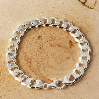 Men's 9.2mm Silver Curb Bracelet 