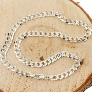7.6mm Solid Sterling Silver Curb Chain