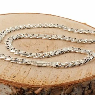 Men's Solid Sterling Silver 7.6mm Curb Chain