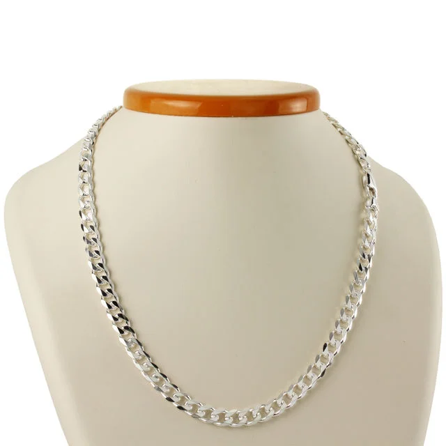 Men's 7.6mm Sterling Silver Curb Chain