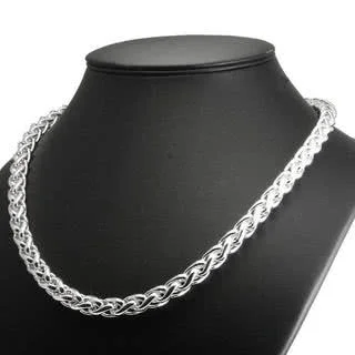 Heavy Silver Braided Curb Chain