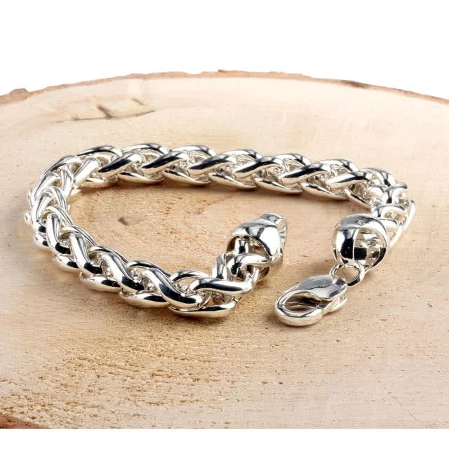 Men's Heavy Sterling Silver Braided Curb Bracelet