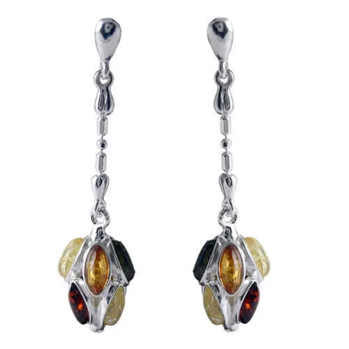 Marquise Amber Ball Chain Drop Earrings