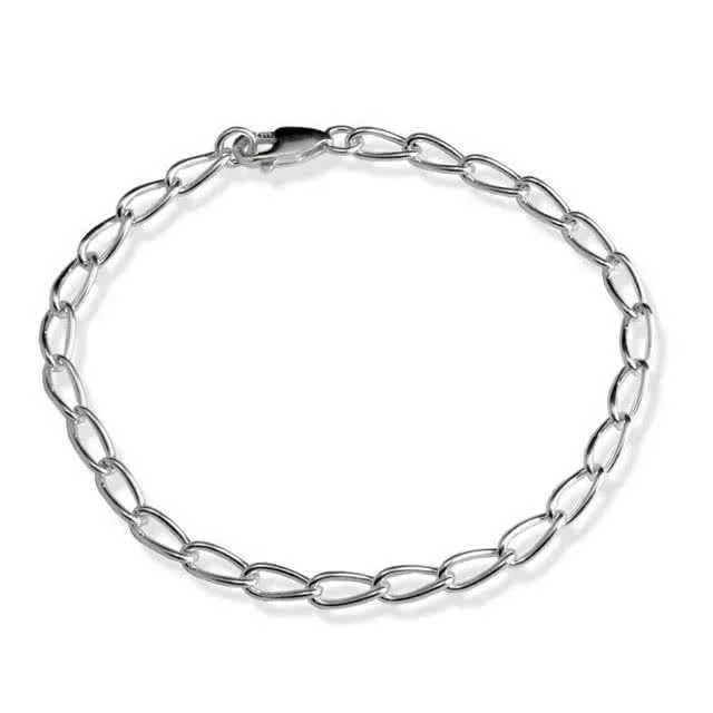 Oval Link Charm Bracelet - Solid Sterling Silver