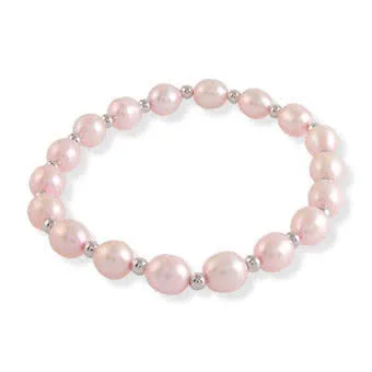 Pink Freshwater Pearl Stretch Bracelet