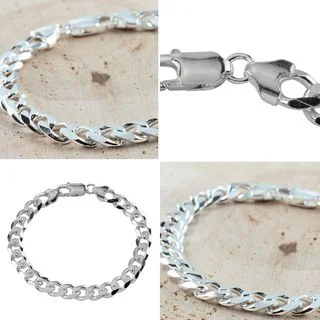 Heavy Solid Silver Curb Bracelet for Men