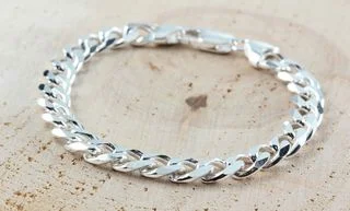 Men's Silver Curb Bracelet - 7.8mm Width