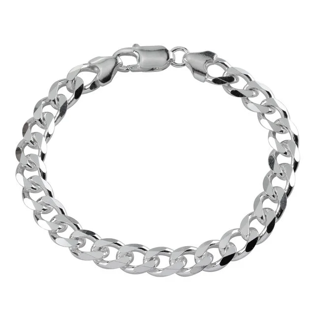 Solid Sterling Silver Curb Bracelet - 7.80mm Width - Up To 24 Grams