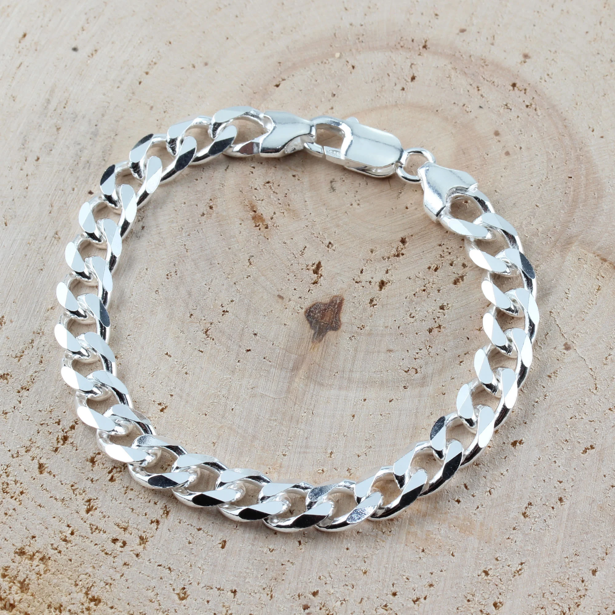 Solid Sterling Silver Heavy (Curb Link) Mens Bracelet.