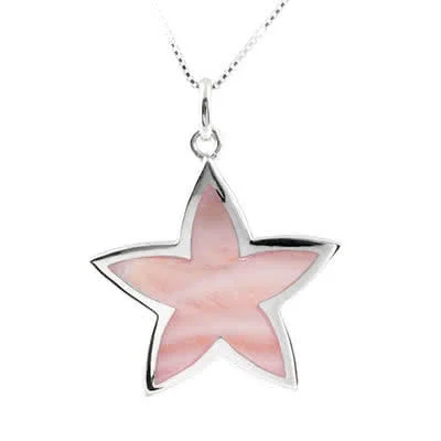 Pink Mother of Pearl Star Flower Pendant