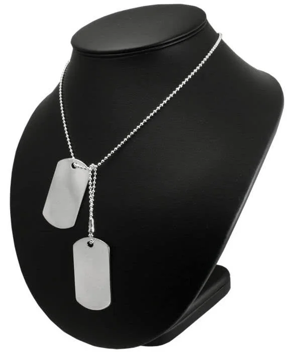 Sterling Silver Double Dog Tag Mens Necklace