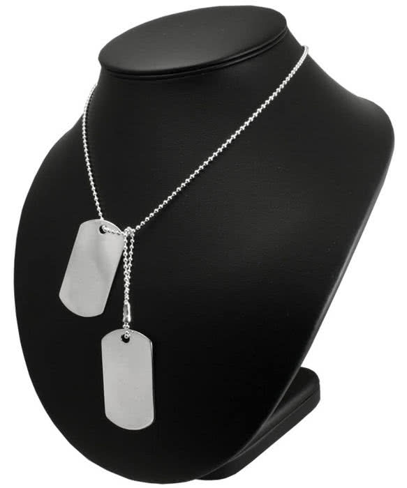 Double Dog Tags Silver Chain Necklace
