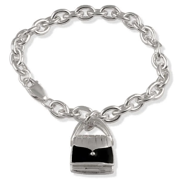 Solid Silver Handbag Charm Bracelet