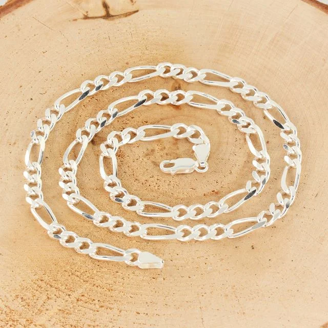 5.5mm Wide Sterling Silver Figaro Chain