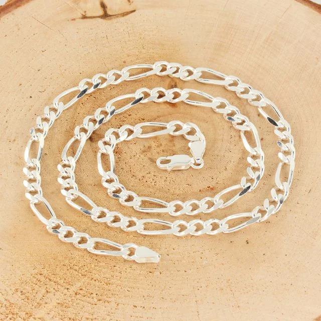 6mm Wide Sterling Silver Figaro Chain