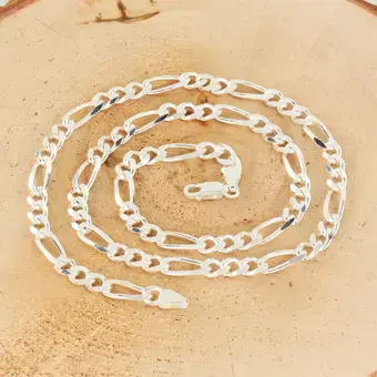 Solid Sterling Silver Figaro Chain 6mm Width