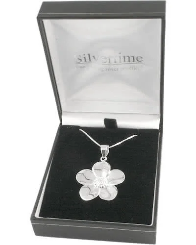 Silver Flower Pendant - Ultra High Polished Finish